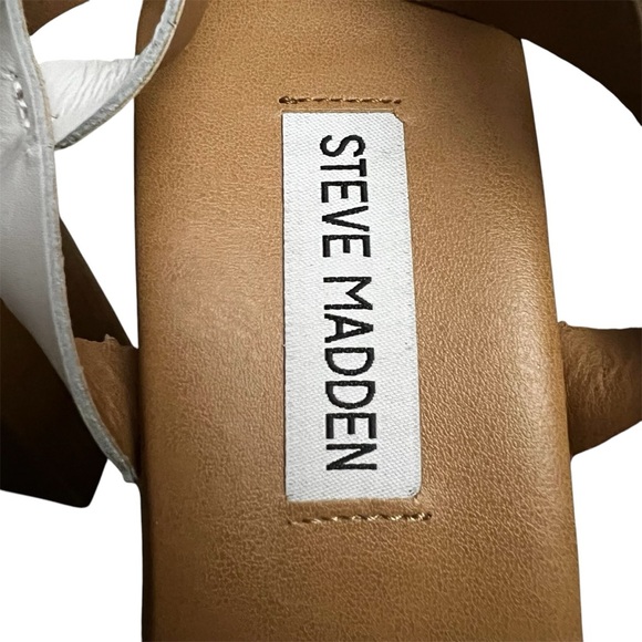 Steve Madden Caileen White Leather Y2K Chunky Platform Block Heel Sandals - Picture 10 of 11